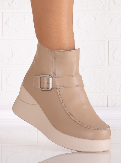 Ghete dama cu platforma Imblanite Khaki din Piele Naturala Sadila - Img 3