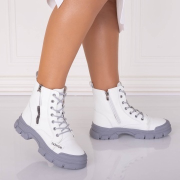 Ghete Dama Imblanite Albe din Piele Ecologica Ludica