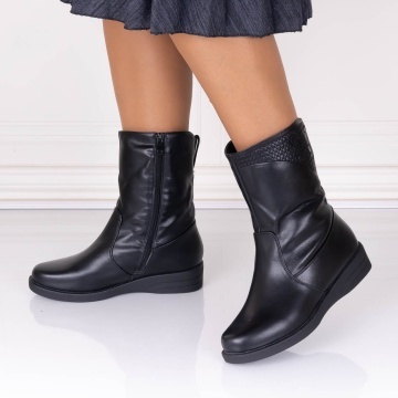 Ghete Dama Imblanite Negre din Piele Ecologica Anelca