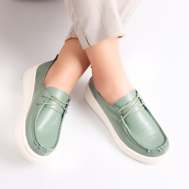 Jaile Ladies Casual Πράσινο Φυσικό Δέρμα Παπούτσια - Img 5