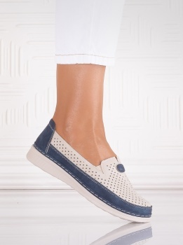 Pantofi dama casual Bej/albastru din Piele Ecologica Atinos - Img 2