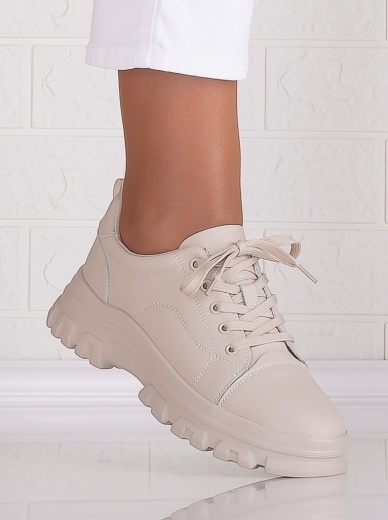 Pantofi dama casual Bej din Piele Naturala Alisma