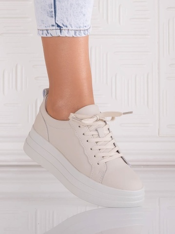 Pantofi dama casual Bej din Piele Naturala Sadrina