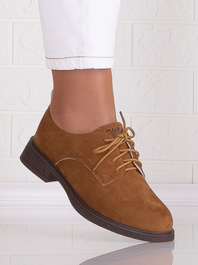 Pantofi dama casual Camel din Piele Ecologica Intoarsa Surana - Img 2