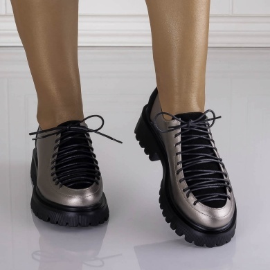 Pantofi dama casual Gri din piele ecologica Nivora - Img 4