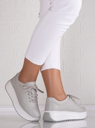 Pantofi dama casual Gri din Piele Naturala Lerana - Img 4