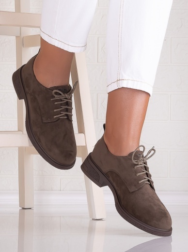 Pantofi dama casual Khaki din Piele Ecologica Intoarsa Surana - Img 2