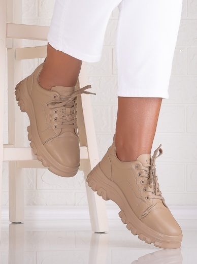 Pantofi dama casual Khaki din Piele Naturala Alisma - Img 3