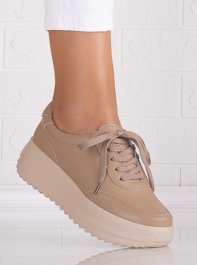 Pantofi dama casual Khaki din Piele Naturala Delaia - Img 3