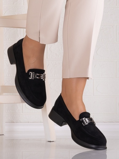 Pantofi dama casual Negri din Piele Ecologica Intoarsa Kalya - Img 3