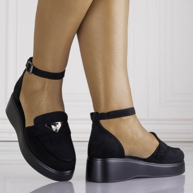 Pantofi dama Casual Negri din Piele Ecologica Intoarsa Kenia - Img 3
