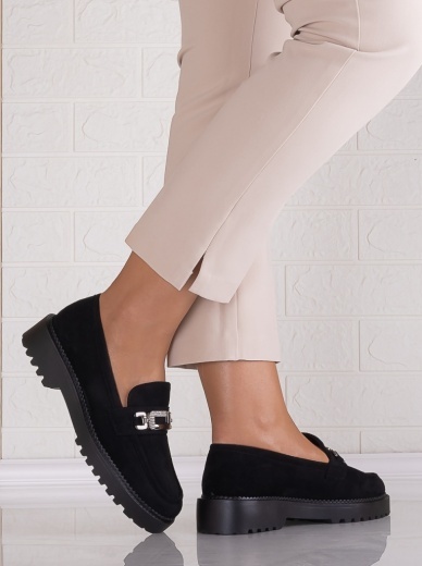 Pantofi dama casual Negri din Piele Ecologica Intoarsa Morgana - Img 2