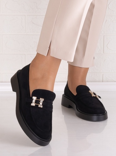 Pantofi dama casual Negri din Piele Ecologica Intoarsa Zawina - Img 4