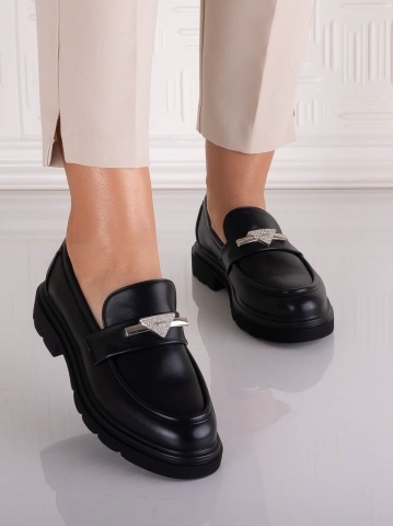 Pantofi dama casual Negri din Piele Ecologica Sudera