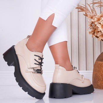Pantofi dama casual Nude din Piele Ecologica Loredana - Img 2