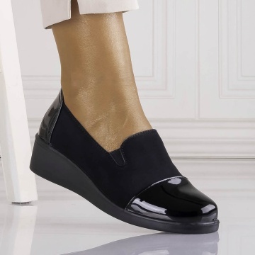 Pantofi dama cu platforma Negri din Piele Ecologica Intoarsa Eghima