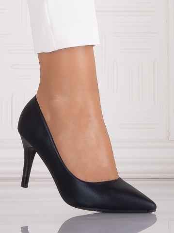 Pantofi dama cu toc Negrii din Piele Ecologica Sidefata Iolanda