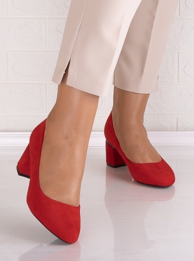 Pantofi dama cu toc Rosii din Piele Ecologica Intoarsa Loreya - Img 5