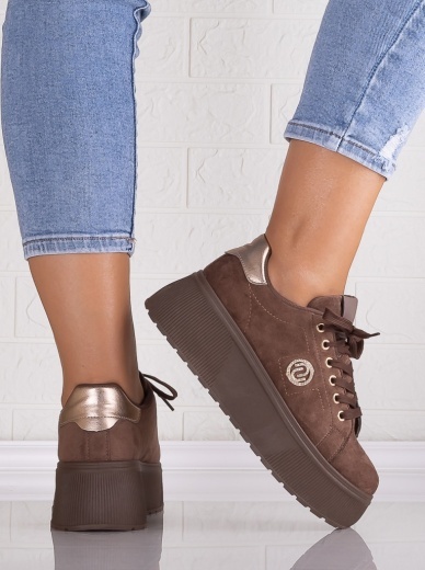 Sneakers dama cu platforma Maro din Piele Ecologica Intoarsa Masega - Img 5