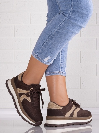Sneakers dama cu platforma Maro din Piele Ecologica Intoarsa Suziana - Img 4
