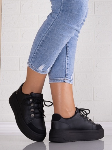 Sneakers dama cu platforma Negri din Piele Ecologica Davena - Img 2