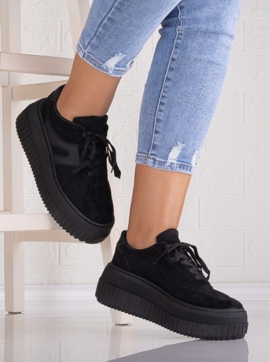 Sneakers dama cu platforma Negri din Piele Ecologica Intoarsa Nevasa - Img 3