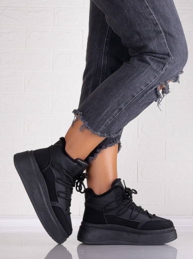 Sneakers dama Imblaniti Negri din Piele Ecologica Elizze - Img 3