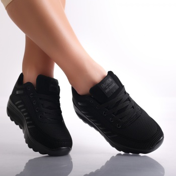 Γυναικεία μαύρα sneakers από την Textil Lulea - Img 2
