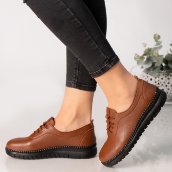 Γυναικεία παπούτσια καφέ eco leather adina - Img 3