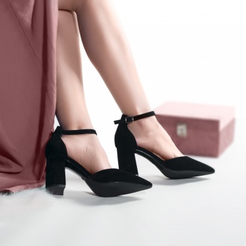 Γυναικεία παπούτσια μαύρα eco suede sonea - Img 4