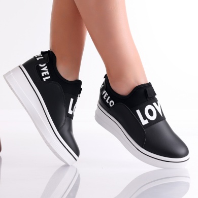 Γυναικεία sneakers με πλατφόρμα Μαύρα σε Marla Eco Leather - Img 2