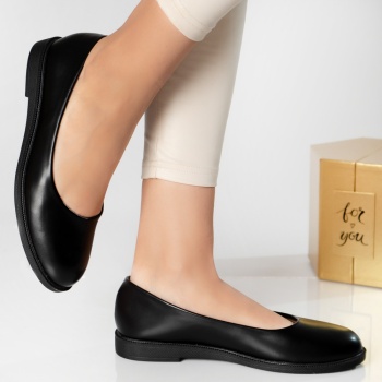 Γυναικείες μαύρες μπαλαρίνες από eco leather nusi