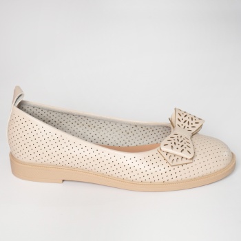 Κυρίες μπαλαρίνες μπεζ eco leather carmen - Img 3