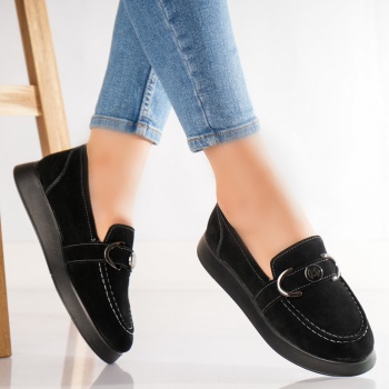 Κυρίες Casual Μαύρο Φυσικό Δέρμα Γυρισμένο Emma Παπούτσια