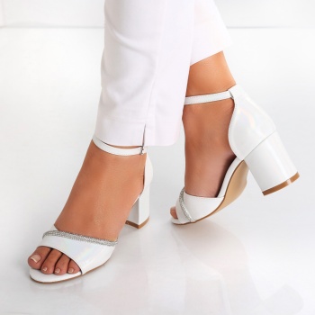 Asiba Ladies' Silver Eco Leather Σανδάλια με τακούνι