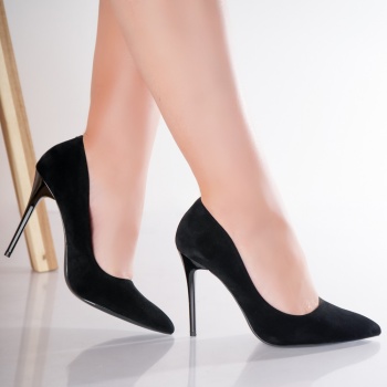 Asrai Ladies Μαύρο Eco Leather Παπούτσια με τακούνι