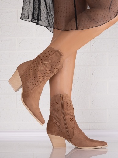 Botine dama Camel din Piele Ecologica Intoarsa Jure - Img 3