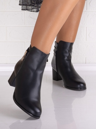 Botine Dama Imblanite cu toc Negre din Piele Ecologica Evelia - Img 5