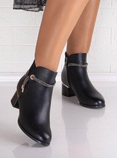 Botine Dama Imblanite cu toc Negre din Piele Ecologica Livoria - Img 6