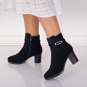 Botine Dama Imblanite Negre din Piele Ecologica Intoarsa Lovara