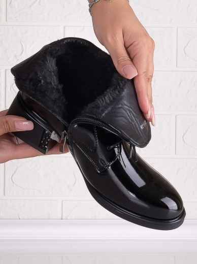 Botine dama Imblanite Negre din Piele Ecologica Lacuita Helara - Img 7