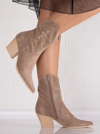 Botine dama Khaki din Piele Ecologica Intoarsa Jure - Img 4