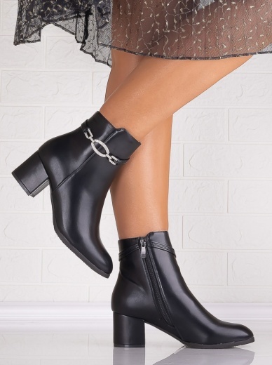 Botine Dama Negre din Piele Ecologica Burandi - Img 2