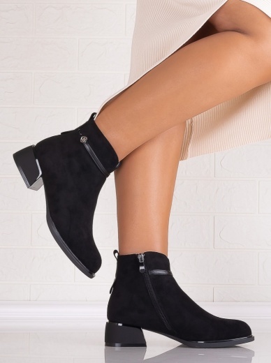Botine Dama Negre din Piele Ecologica Intoarsa Bonie - Img 2