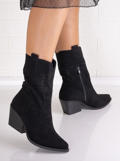 Botine dama Negre din Piele Ecologica Intoarsa Janeta - Img 4