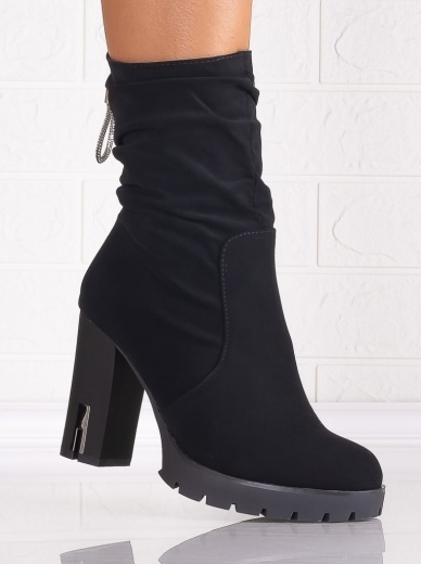 Botine Dama Negre din Piele Ecologica Intoarsa Verasia - Img 2