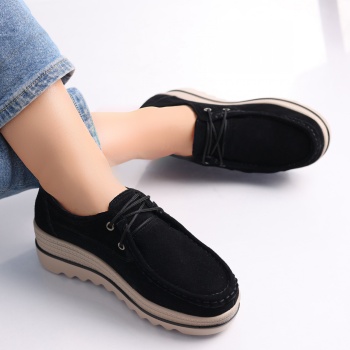Calvi Ladies Platform Shoes Μαύρο φυσικό δέρμα γυρισμένο - Img 5