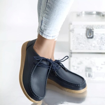 Casual παπούτσια lucy navy φυσικό δέρμα