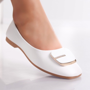 Eselin Ladies' White Organic Leather Μπαλαρίνες από οργανικό δέρμα