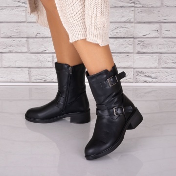 Ghete Dama Imblanite Negre din Piele Ecologica Lanie